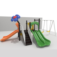 Équipement de jeu extérieur écologique commercial pour jardin, usage éducatif, toboggan et balançoire en plastique pour enfants, parc d'attractions