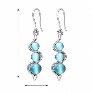 Orecchini pendenti vintage bohémien a onda curva blu mare, regali per feste da donna - Product Image 6
