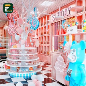 Présentoir coloré de magasin de bonbons personnalisé rond acrylique présentoir étagère murale Design d'intérieur meubles de vente au détail - Product Image 2