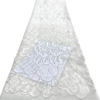Nouveau tissu de robe en dentelle brodée de perles et de sequins écologiques (polyester/coton à motif floral)