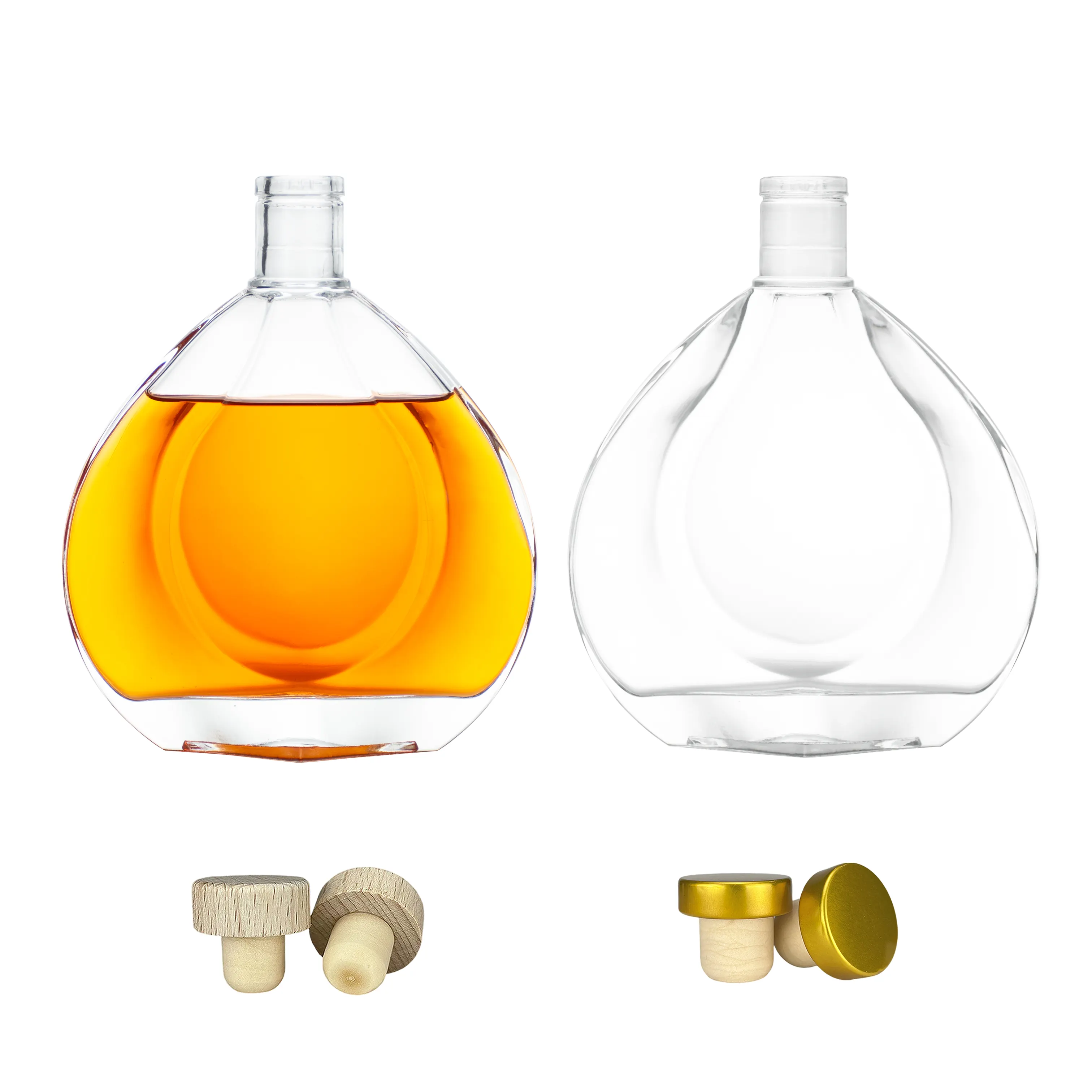 Individuelle Diamant-Shape Super Flint-Glasflasche einzigartig geformt für Wodka Brandy Whiskey Flasche Brandy Likör Rum Spirituosen Abfüllung