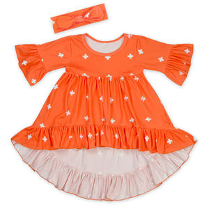 Robe pour filles style hip-hop à manches longues et volants, personnalisable par impression numérique, vente en gros de vêtements pour bébés - Product Image 1