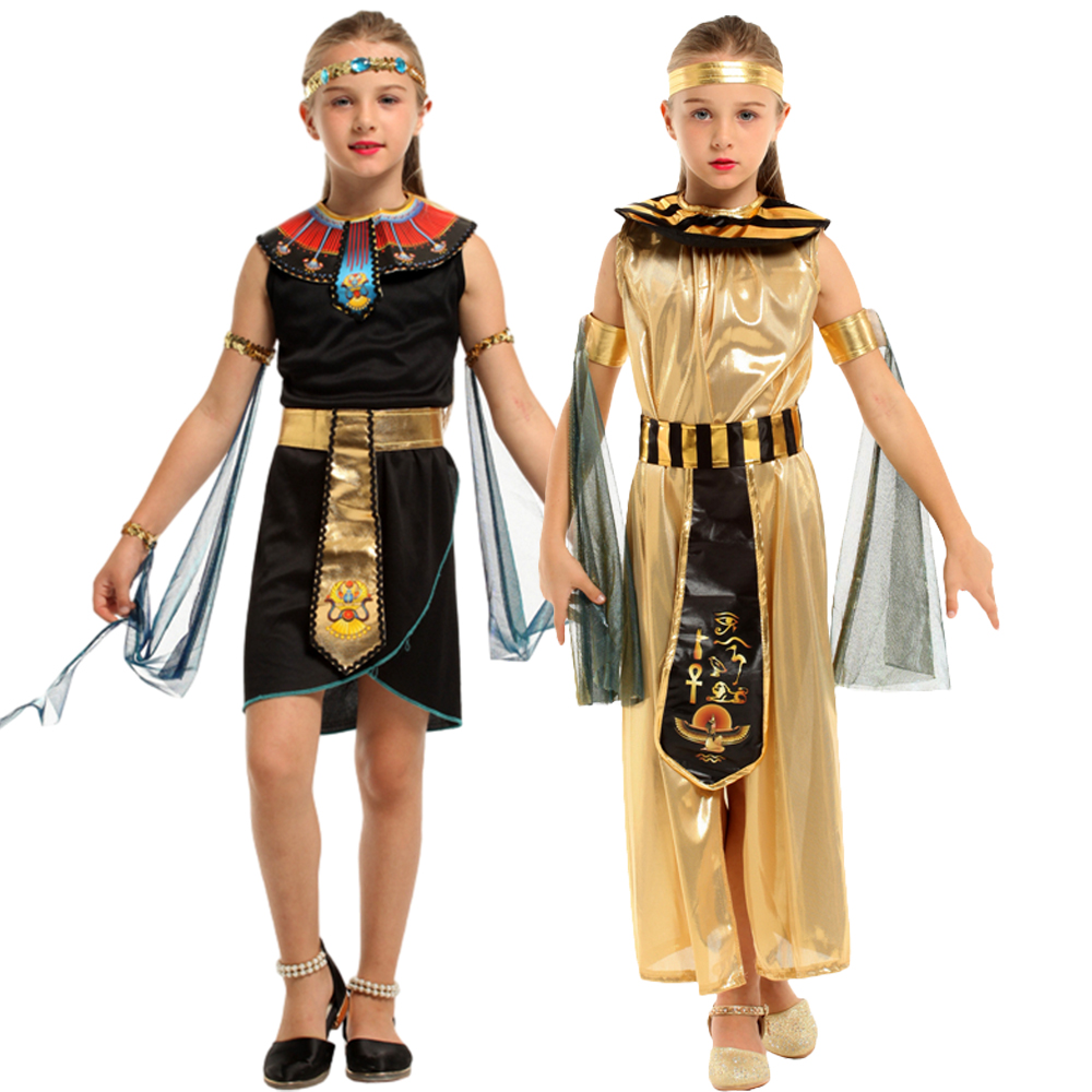 Disfraz De Cleopatra Para Niña | Vestido Y Accesorios De Faraón Con Tocado, Cetro, Collar Y Pulseras | Perfecto Para Fiestas De Carnaval Y Halloween