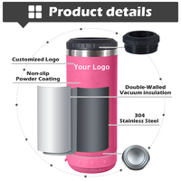 Tumbler Vakum Stainless Steel 16 oz Berlapis Bubuk, Speaker Nirkabel 4 in 1, Pendingin Kaleng