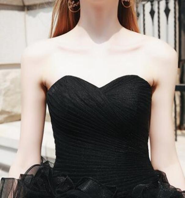 ON471 Vintage Black Wedding Dress - Sweetheart Tulle A-line