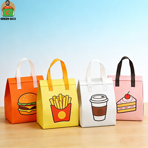 Petit sac isotherme jetable en non-tissé avec feuille d'aluminium, motif lettres, pour livraison de vin, café et aliments, résistant à l'humidité - Product Image 1