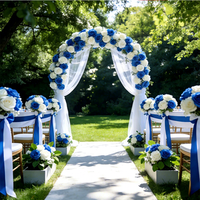 ODIS Arreglos de Rosas Artificiales Hechas a Mano para Boda, Flores de Seda Blancas y Azules para Decoración de Iglesia, Estilo Moderno y Sencillo