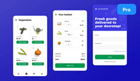 Kit de Interfaz de Usuario para Aplicación de Entrega de Comida Fresca, Plantilla Móvil para Pedidos de Comida, Panel de Control de Compras de Comercio Electrónico, Stock MAC/Linux WISE HUSTLERS