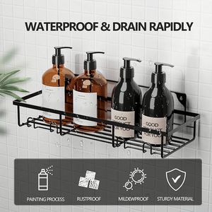 Lot de 2 étagères de douche murales en acier inoxydable antirouille à forte adhérence pour cuisine et salle de bain - Product Image 3