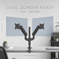 Support double écran pour deux moniteurs, rotation indépendante à 360°, levage 235 mm, fixation sur bureau, pour gaming, bureau et productivité