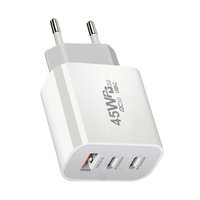Bloc de chargeur mural USB C, chargeur 45W 3 ports Type C adaptateur secteur PD + chargeur multiport USB QC 3.0 pour iPhone 16/15