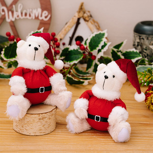 Santa Dressed Sitting <b>Bear</b> <b>Figurine</b> Christmas Theme Doll Ornament Eco-Friendly Non-woven Fabric Children's Christmas Gift - Product Image 2