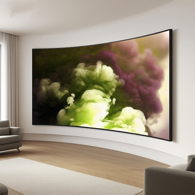 SCREEN PRO 84"~250" 4K/8K Matte White Screen Black Curved Fixed Frame Electric Motorized 1.6 Gain 150 View Projection Screen