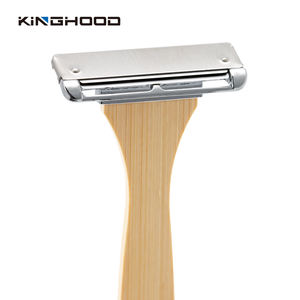 Logotipo personalizado Eco Friendly Luxo 2 Blade Bamboo System Razor Wooden Handle Hotel Shaving Razor - Product Image 4
