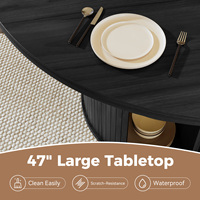 Grande table à manger convertible en bois massif de style farmhouse avec compartiment de rangement à porte coulissante semi-ouverte, moderne, pour entrée, maison, hôtel, atelier