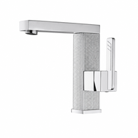 Robinet de lavabo de salle de bain moderne en alliage de zinc et céramique, à montage sur comptoir, avec bec rotatif à 360°, mitigeur monocommande eau chaude/froide, monotrou
