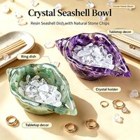 Bol en résine avec éclats de cristal naturel, coquillages et pierres d'orgone, plateau de rangement pour bijoux, décoration d'intérieur, cadeau