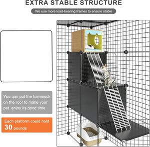 Gabbia per Conigli e Criceti, Sicura e Spaziosa, in Rete Metallica, Facile da Pulire, Traspirante, per Uso Domestico e Giardino, Design Aperto - Product Image 2