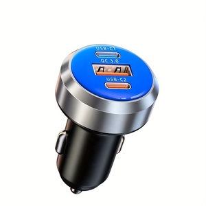 Precio al por mayor 3 en 1 Adaptador de encendedor de cigarrillos para automóvil Enchufe 2 Puerto tipo C Adaptador de cargador de automóvil rápido Cargador rápido para automóvil - Product Image 1