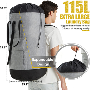 Mochila para Ropa Sucia de 125L con Correas para los Hombros, Cesto para Ropa Sucia, Esencial para el Hogar, la Universidad y el Dormitorio, Bolsa de Viaje Lavable y Plegable - Product Image 2