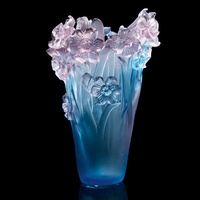 Vase en verre cristal Sinyore, motif floral sculpté, forme irrégulière, décoration de luxe pour salon et entrée, tendance mode