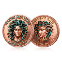 Pièce commémorative personnalisée en cuivre pur .999 de 2 OZ, Méduse, mythologie grecque, relief 3D, pièce en cuivre rouge massif de 2 oz