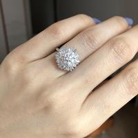 Lokaoshi — bagues de mariage en Zircon, à la mode, scintillantes, Super grande fleur, cadeaux pour filles, adorables, argentées, anneau de fleur romantique pour femmes