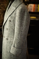 Trench-coat pour homme Col cranté Pardessus à double boutonnage Manteau d'affaires mi-long