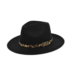 사용자 정의 새로운 도착 도매 럭셔리 양모 페도라 모자 여자 엑스트라 와이드 브림 모자 펠트 페도라 모자