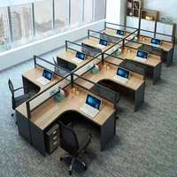 Combinaison de meubles de bureau de cloison d'écran de bureau de personnel de 2/4/6 personnes table et chaise de combinaison de bureau d'ordinateur en bois