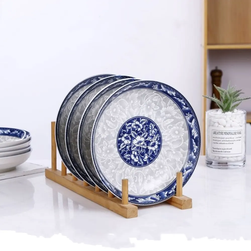 Factory direct wholesale blue and white china style melamine Chinese dinner plates dish set