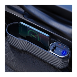 Quà Tặng xe khoảng cách lưu trữ 4 trong 1 hiển thị kỹ thuật số 15W sạc không dây, thiết kế mới 3A xe chỗ ngồi khoảng cách lưu trữ hộp sạc với cáp <span class=keywords><strong>USB</strong></span> - Product Image 4