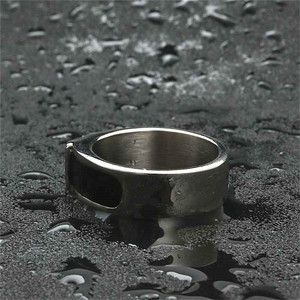 Men's <b>Titanium</b> Steel <b>Black</b> Epoxy <b>Ring</b> Geometric Design Retro Punk Style Square Band Silver Color 26006 - Product Image 3
