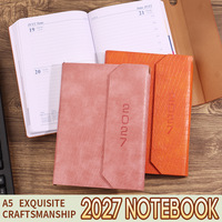 Agenda annuel 2027 personnalisé avec logo, carnet en cuir PU grain crocodile, couverture rigide, porte-stylo, marque-page en ruban, cadeau de bureau