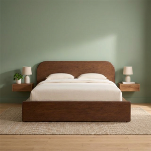 Modern Minimalist Solid Wood Durable Platform <b>Bed</b> Brown Teak Style Bedroom <b>Bed</b> <b>Frame</b> for Villa Apartment Hotel - Product Image 2