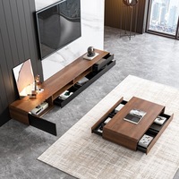 Muebles de Sala de Estar Modernos, Mueble para TV y Mesa de Centro de Madera Simple, Directo de Fábrica KEJIA