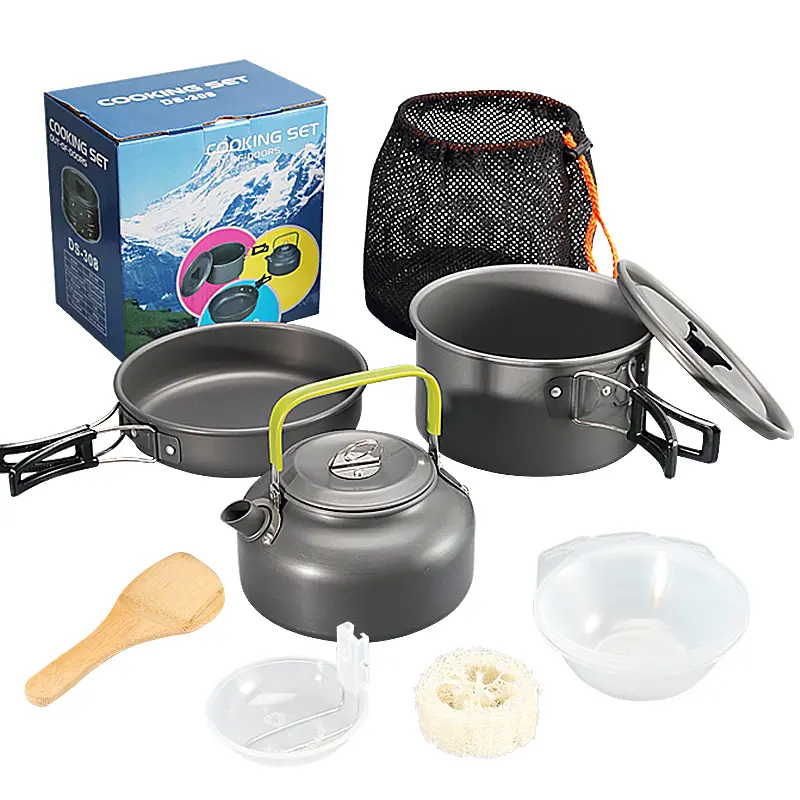 Kit pentole da campeggio Set da cucina all'aperto attrezzatura in alluminio da esterno vasetta da viaggio cucina Picnic barbecue