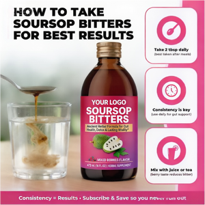 Liquide Oral OEM de Corossol Amer pour Adultes – Formule Détox la Plus Puissante, Soutien Immunitaire Naturel, Amélioration de la Digestion, Énergie Boostée, Végétalien, Sans OGM - Product Image 3