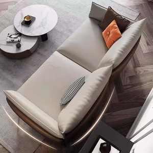 Sofá de Oficina de Tres Plazas de Cuero Italiano Genuino con Estructura de Madera Sólida y Área de Descanso Confortable - Product Image 2