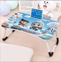 Table d'ordinateur portable pliable pour enfants avec poignée, motif dessin animé, moulée par injection, pour lit