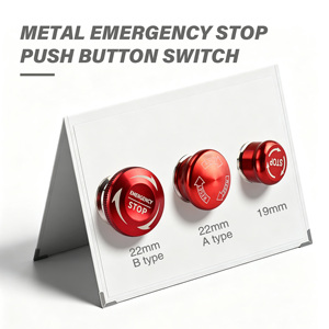 22mm Latching Metal Emergency Stop Push Button Switch,<b>12V</b>-250V 7/8" Mounting Hole B Type Stainless Steel 1NO 1NC with <b>Socket</b> - Product Image 4