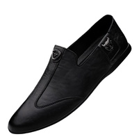 Mocassins d'automne pour hommes en cuir de vache véritable, à enfiler, avec semelles souples, respirants, chauds et amortissants, chaussures décontractées