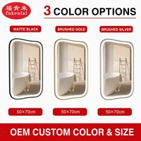 Miroir de salle de bain rétroéclairé par LED Fullkenlight, forme ondulée irrégulière, cadre en métal, commande tactile, miroir intelligent avec capteur tactile