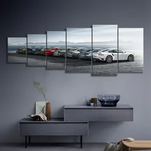 5 Panels HD Famous Performance Kraft Paper Bar Poster Wall Stickers Decorative Painting Racing Car Poster Room Decor