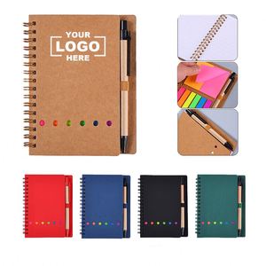 Custom Kraft Paper Cover Coil Notebook Advertisement Gift Business Notebook Loose <b>Leaf</b> Paper Notepad Memo Sticky with Pen - Product Image 1