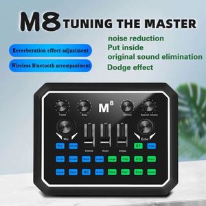 Table de mixage audio USB multifonction M8 pour YouTube, diffusion en direct sur smartphone, PC, tablette, chant avec interface d'écho, carte son - Product Image 2