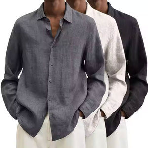 Camicie Classiche di Moda 100% Lino per <span class=keywords><strong>Uomo</strong></span>, Camicia Casual a Maniche Lunghe, <span class=keywords><strong>Abbigliamento</strong></span> Maschile di Qualità Antipiega - Product Image 2