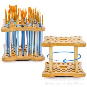 Soporte giratorio de madera para pinceles, soporte multicapa para pinceles de arte de escritorio, organizador de almacenamiento para herramientas de pintura de acuarela - Product Image 1