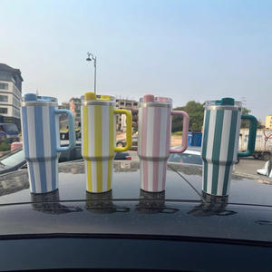 Tasses et mugs isothermes en acier inoxydable à double paroi de 40 oz, avec logo personnalisé et rayures, vente chaude - Product Image 2
