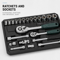 Ensemble d'outils de réparation OEM en acier au carbone de 131 pièces, coffret rigide, kit d'outils à main, clé à cliquet, douilles, tournevis, pinces pour la réparation automobile